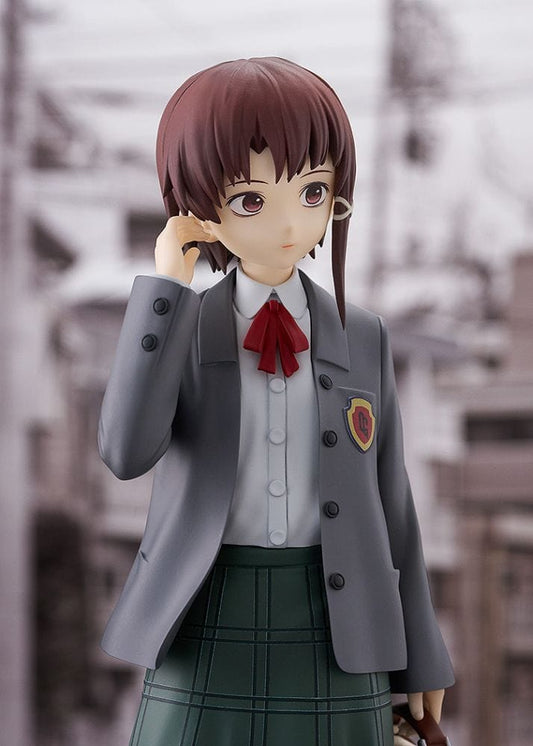 Serial Experiments Lain Pop Up Parade L figure of Lain Iwakura in school uniform holding a plush bag