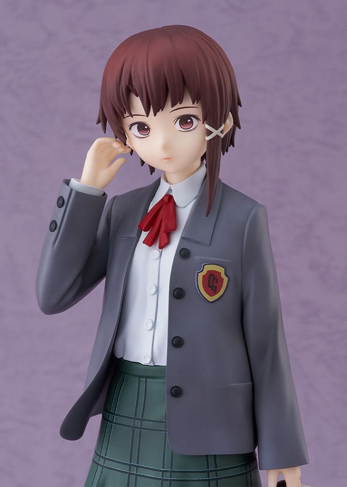 Serial Experiments Lain Pop Up Parade L figure of Lain Iwakura in school uniform holding a plush bag