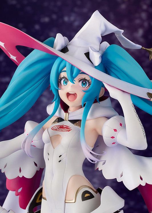 Vocaloid Hatsune Miku GT Project Miku Hatsune Racing 2024 Version 1/7 Scale Figure, dynamically posed with racing wand and detailed racing outfit.