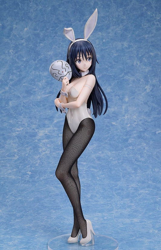 That Time I Got Reincarnated as a Slime Shizu in a 1/4 scale bunny version figure, holding a mask, featuring detailed fishnet tights and a playful pose.