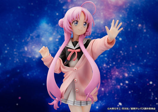 Stardust Telepath Yu Akeuchi 1/7 Scale Figure, depicting the character in a pink overcoat with flowing hair, on a cosmic-themed blue base