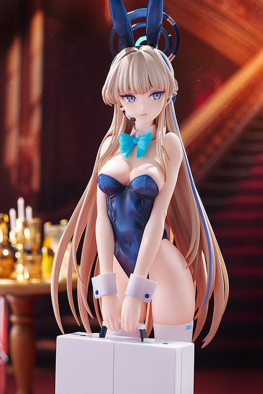 Blue Archive Toki Asuma (Bunny Girl) 1/7 Scale Figure showcasing exquisite detail and craftsmanship, featuring Toki Asuma in a sleek blue bunny outfit, holding a briefcase with a poised and serene expression.