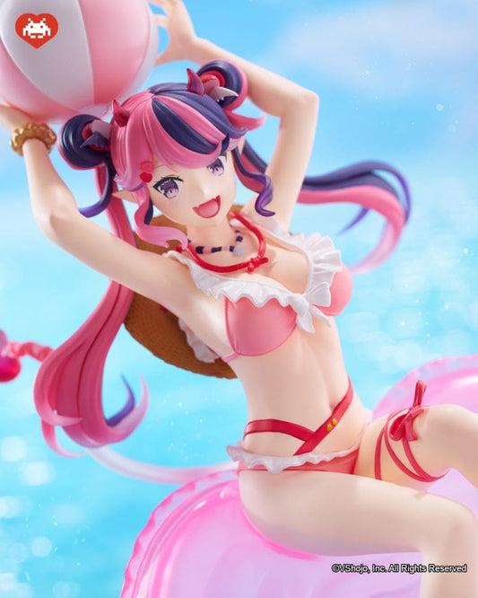 VShojo Ironmouse DRESSTA figure in pink bikini holding beach ball, sitting on pink heart base with blue splash effect