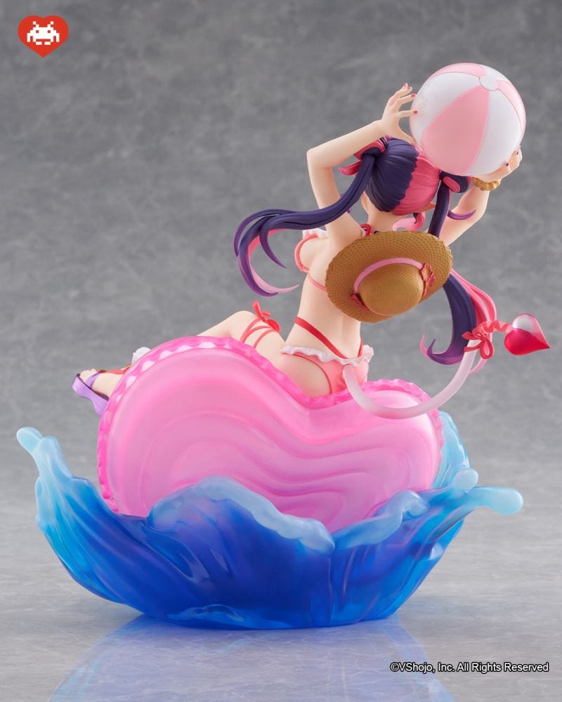 VShojo Ironmouse DRESSTA figure in pink bikini holding beach ball, sitting on pink heart base with blue splash effect