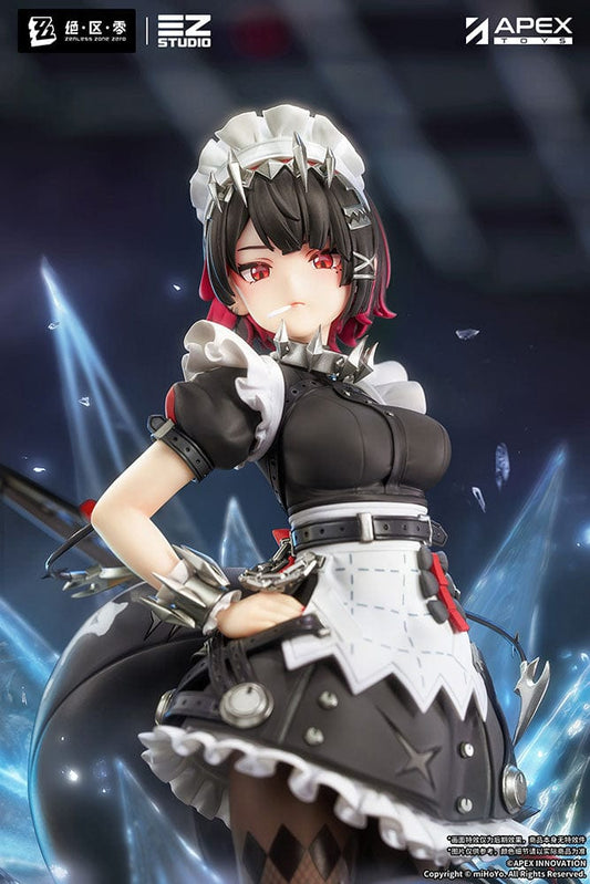 Zenless Zone Zero Ellen Joe 1/7 scale figure in gothic maid outfit holding scythe blade, standing on branded EZ base