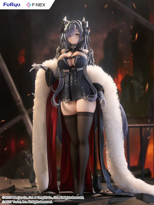 Azur Lane August von Parseval 1/6 scale figure with fur cloak and black corset outfit.