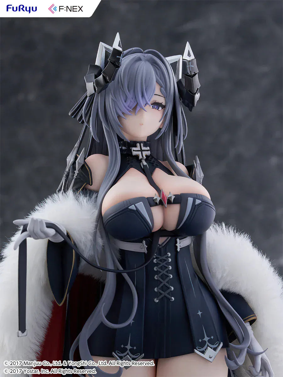Azur Lane August von Parseval 1/6 scale figure with fur cloak and black corset outfit.