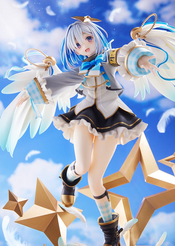 Hololive Production Amane Kanata 1/7 Scale Figure with angel wings and star-studded base in dynamic pose