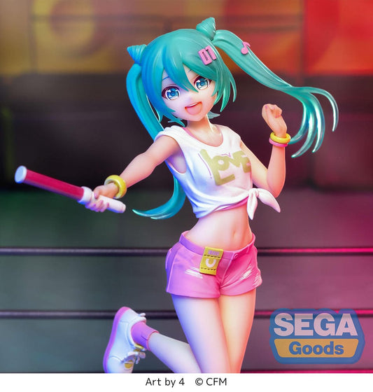 Vocaloid Luminasta Hatsune Miku Live Cheering Figure with lightstick and sporty outfit in dynamic pose by SEGA Goods