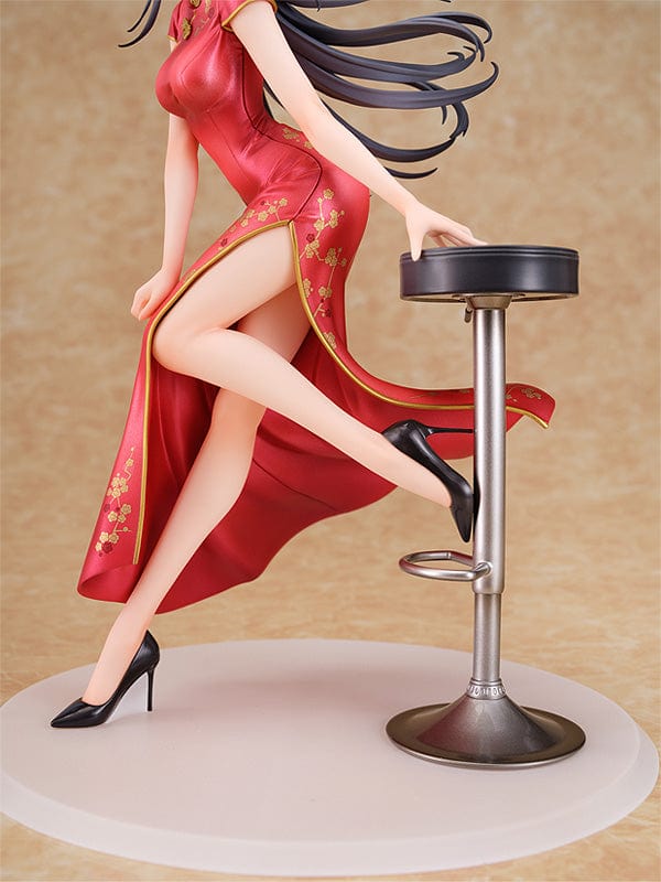 Mai Sakurajima Chinese dress figure in red qipao sitting pose with stool from Bunny Girl Senpai