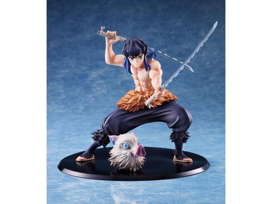 Demon Slayer: Kimetsu no Yaiba Inosuke Hashibira 1/8 Scale Figure in battle stance with boar mask and dual Nichirin swords.
