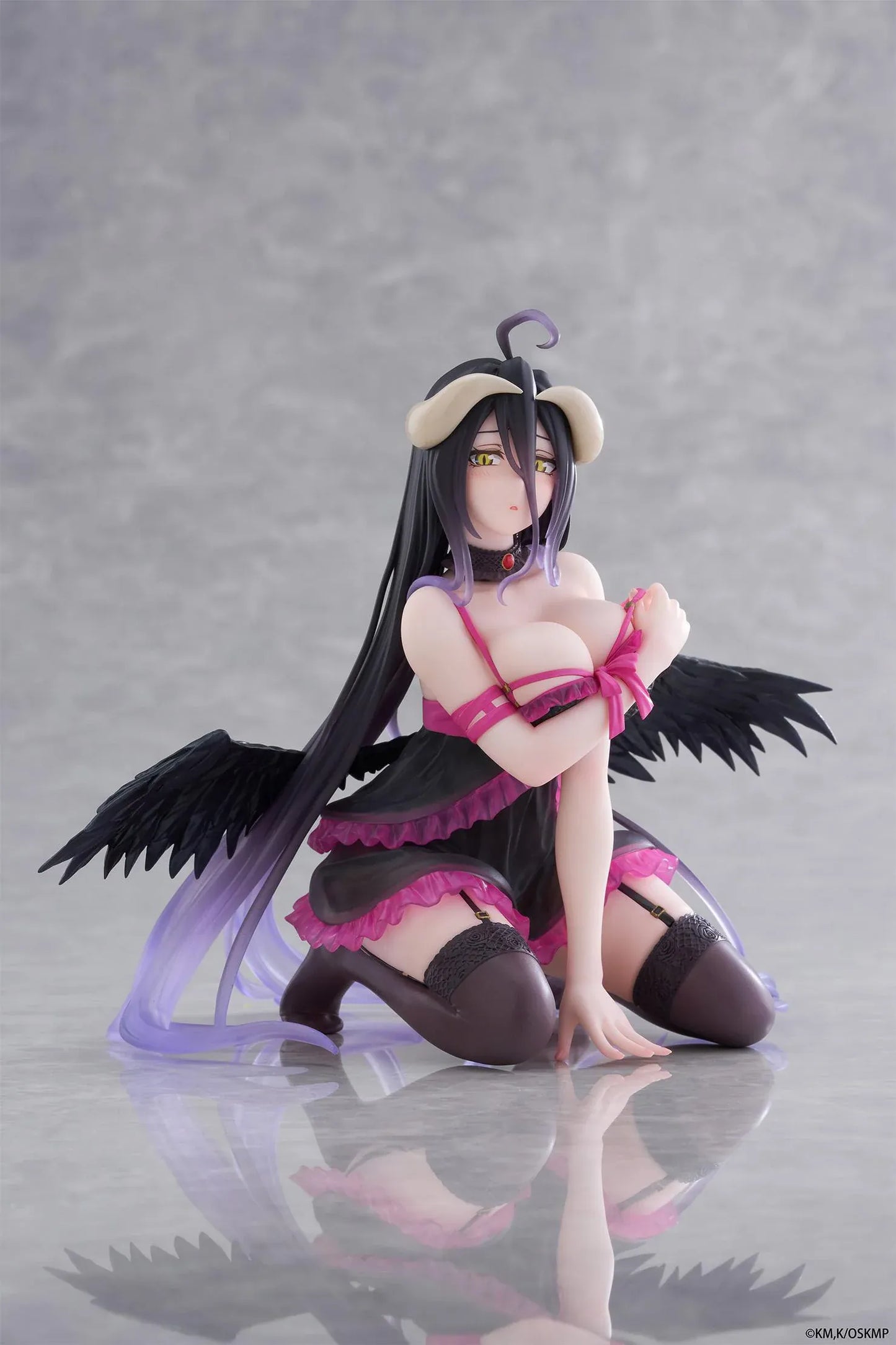 Albedo Negligee Desktop Cute Figure Overlord anime figure with wings and horns seated pose