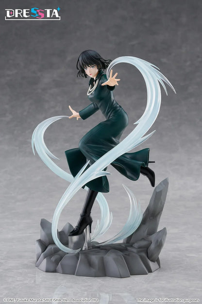 Hellish Blizzard Dressta figure in a flowing dark green dress surrounded by translucent psychic energy effects on a rocky base.