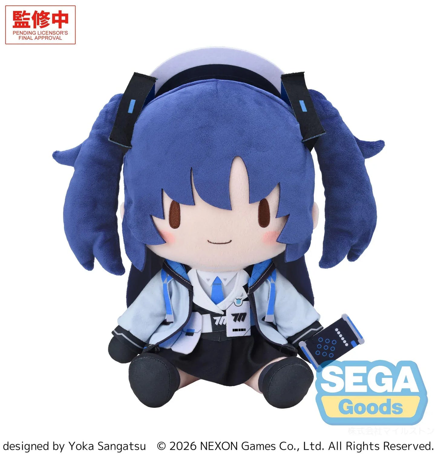 Blue Archive Fuwa Petit Yuuka BIG Plush with blue hair, school outfit, and cute chibi plush design