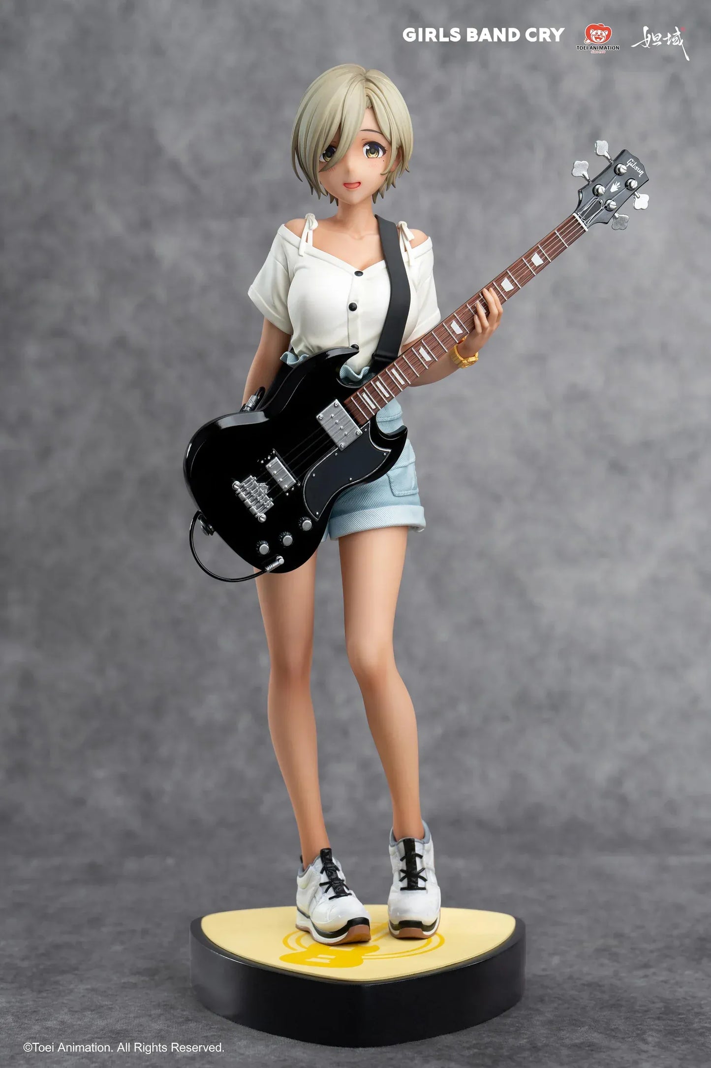 Girls Band Cry Subaru Rupa 1/7 scale figure holding black guitar with themed display base and bonus item included