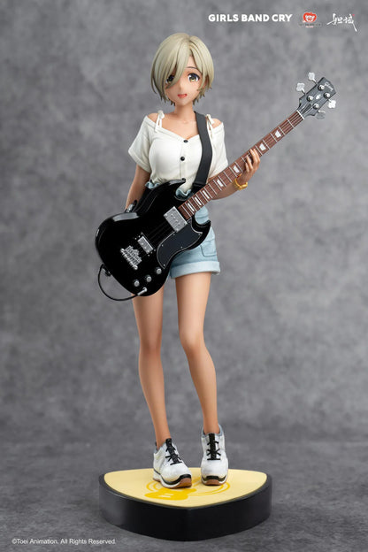 Girls Band Cry Subaru Rupa 1/7 scale figure holding black guitar with themed display base and bonus item included