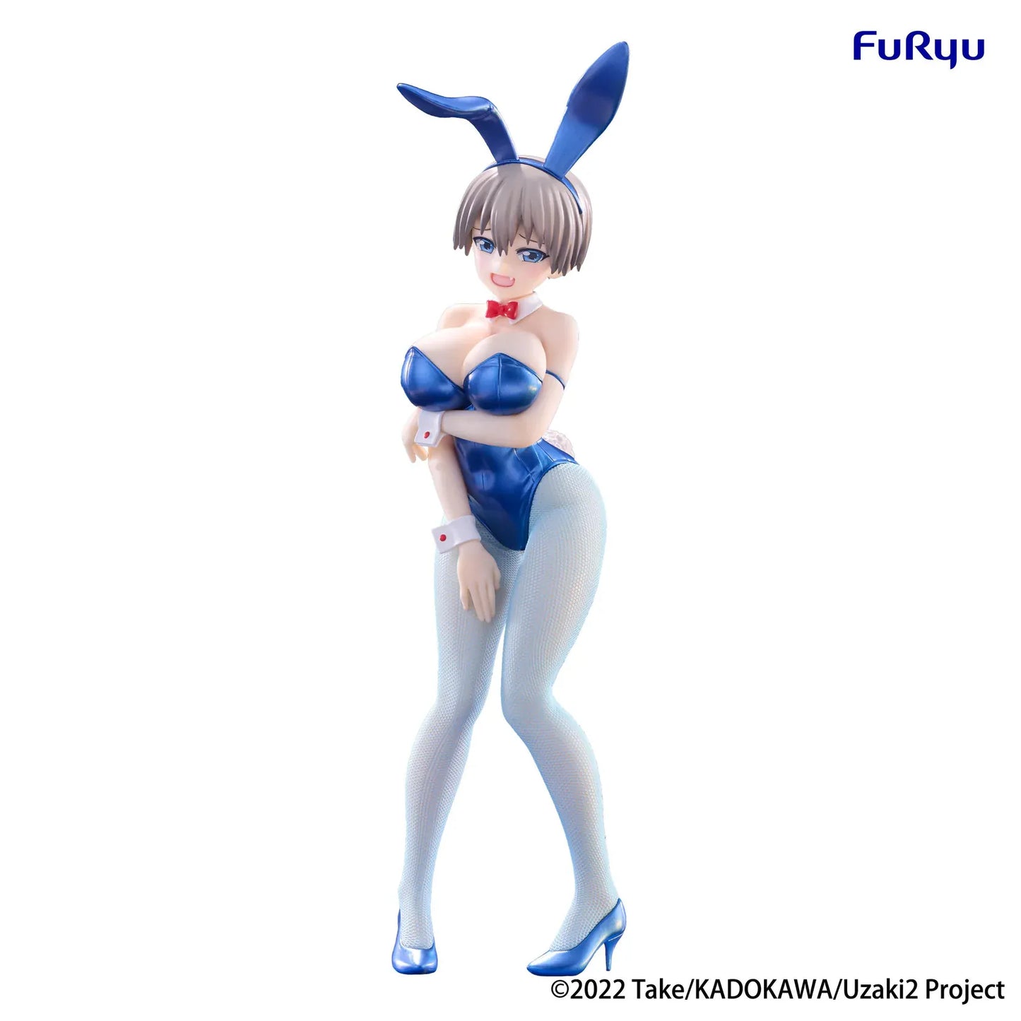 Uzaki-chan Wants to Hang Out BiCute Bunnies Hana Uzaki Metallic Blue Ver Figure in blue bunny suit and white fishnet tights