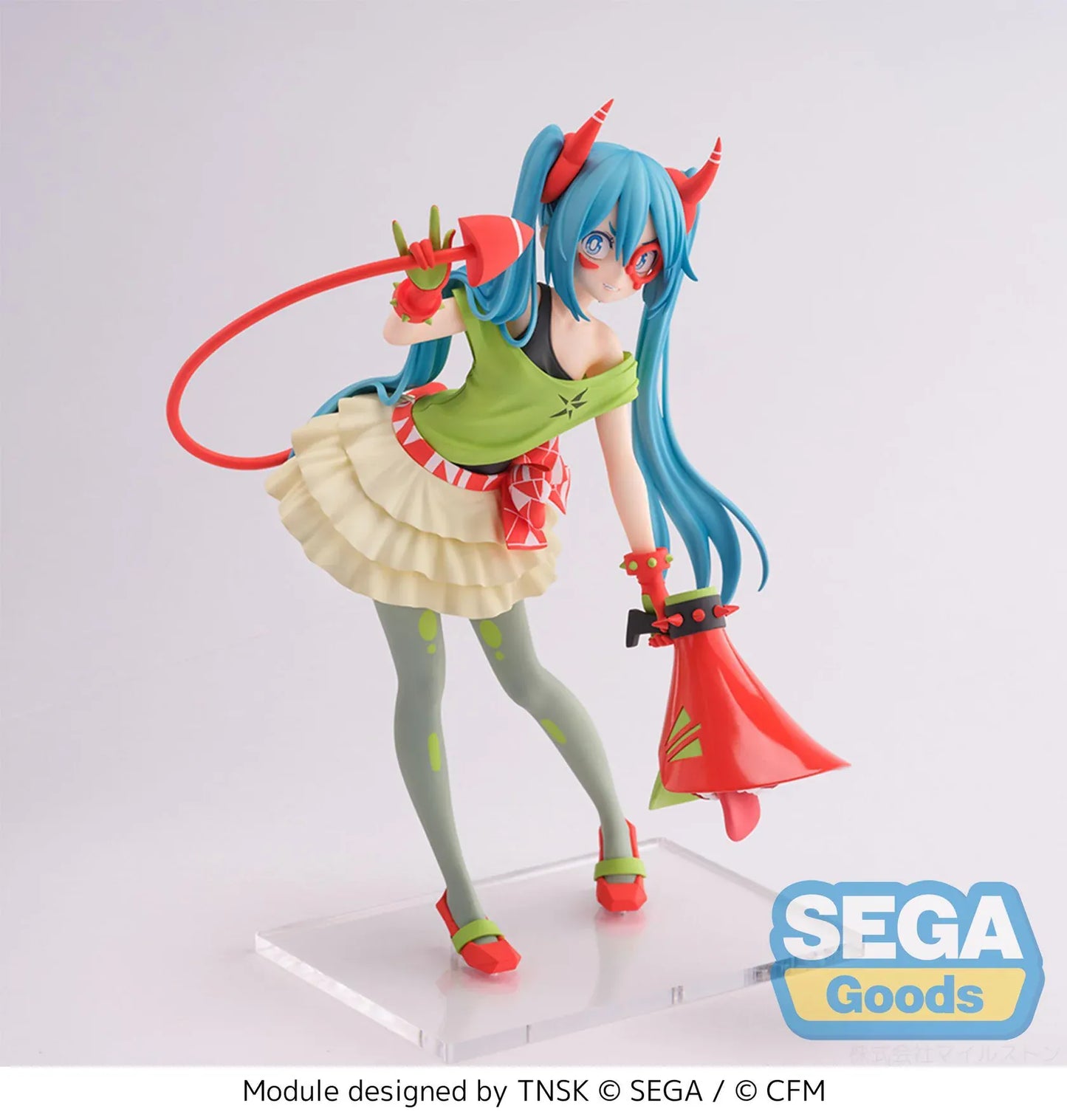 Hatsune Miku Project DIVA FiGURiZMa DE:MONSTAR T.R. Version rerelease figure with devil horns, tail, and colorful outfit