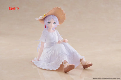 Frieren Beyond Journey’s End Desktop Cute Frieren Summer Dress figure seated in white dress with straw hat