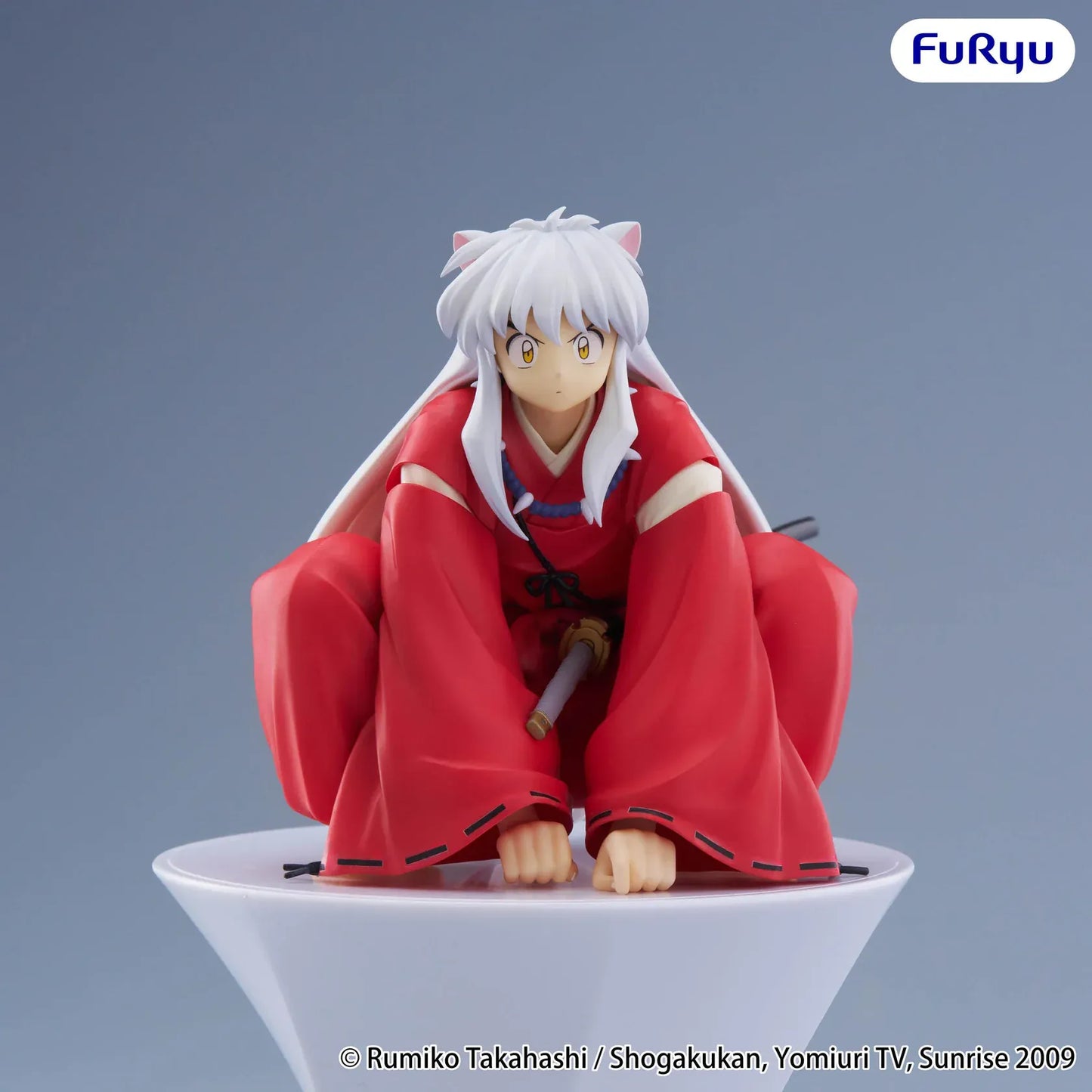 InuYasha Inuyasha Vol. 2 Noodle Stopper Figure featuring Inuyasha in his red robe with silver hair and dog ears seated on a display bowl.