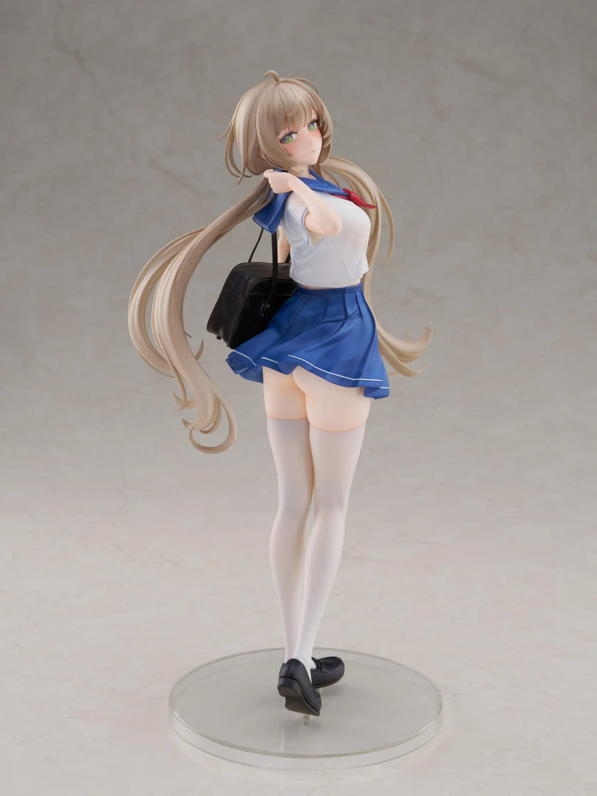 Sakura Momoko Uniform Ver. 1/6 scale figure with long light brown hair, green eyes, a blue-and-white sailor uniform, and a black school bag.