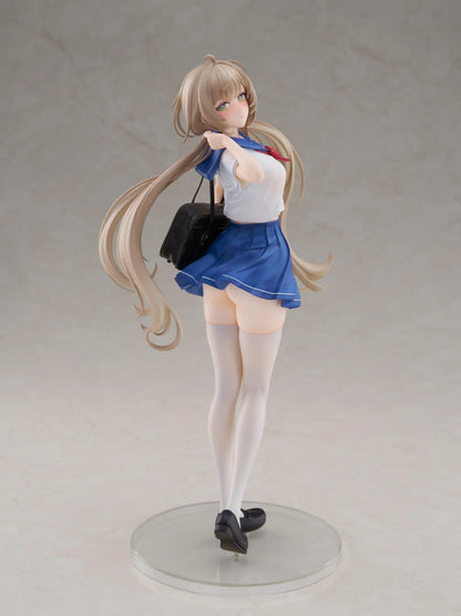 Sakura Momoko Uniform Ver. 1/6 scale figure with long light brown hair, green eyes, a blue-and-white sailor uniform, and a black school bag.