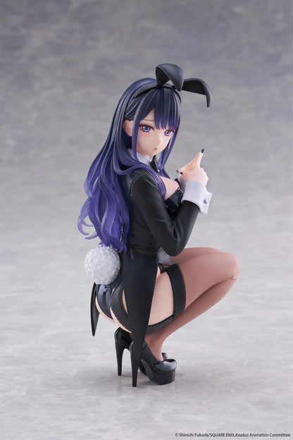 My Dress-Up Darling Desktop Cute Figure Marin Kitagawa Arisa Izayoi Ver. with purple hair, black bunny-style outfit, headband, and crouching pose