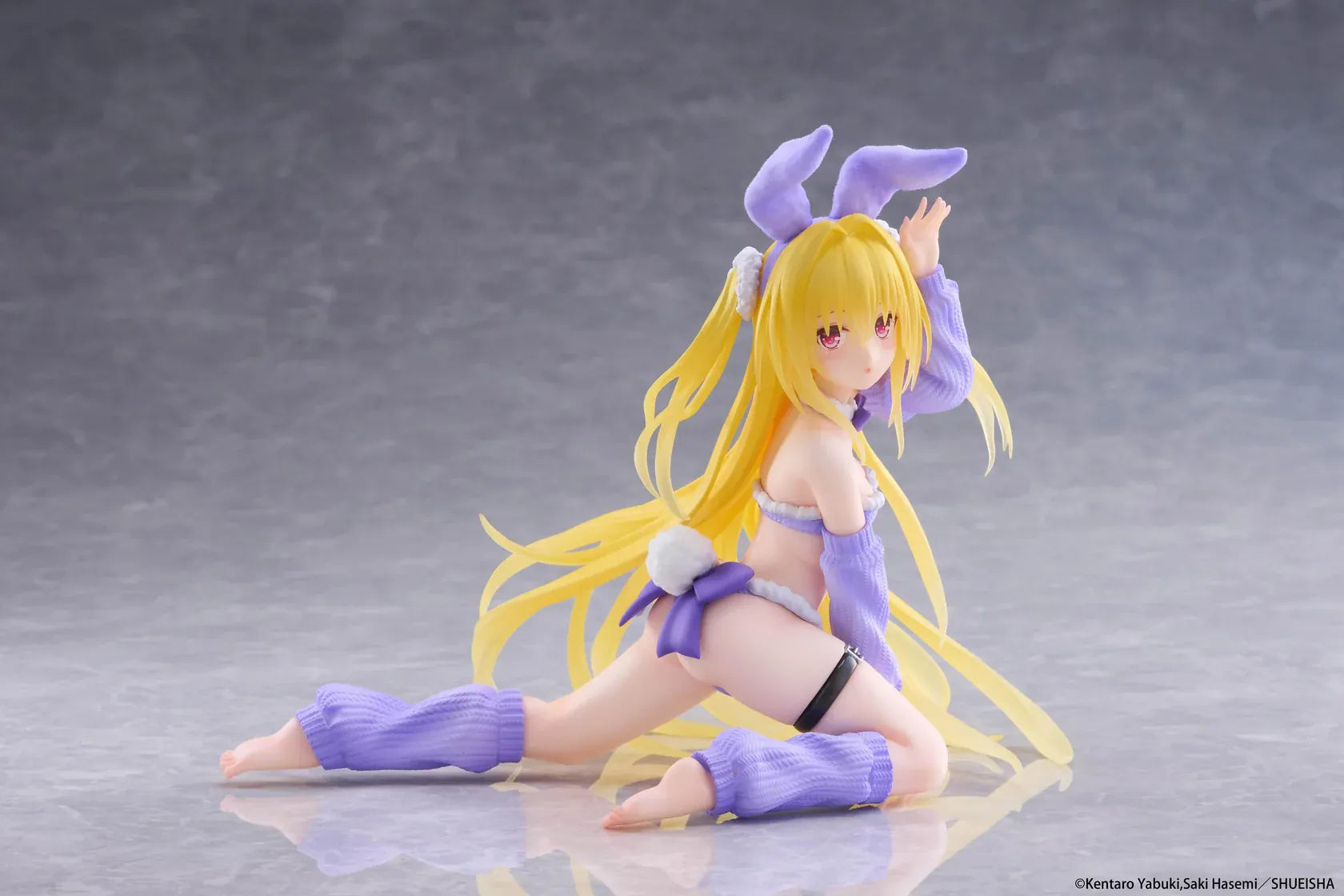 To Love-Ru Darkness MOFLOCK Golden Darkness Fluffy Bunny Ver Figure wearing a purple bunny outfit with long blonde hair