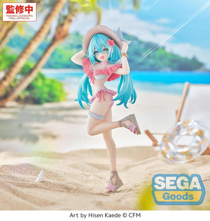 Hatsune Miku Tropical version Luminasta figure wearing summer outfit with sun hat and twin tails