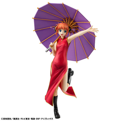 Gintama G.E.M. Series Kagura Figure Limited Repeat Reissue wearing her red Chinese-style dress and holding a purple umbrella