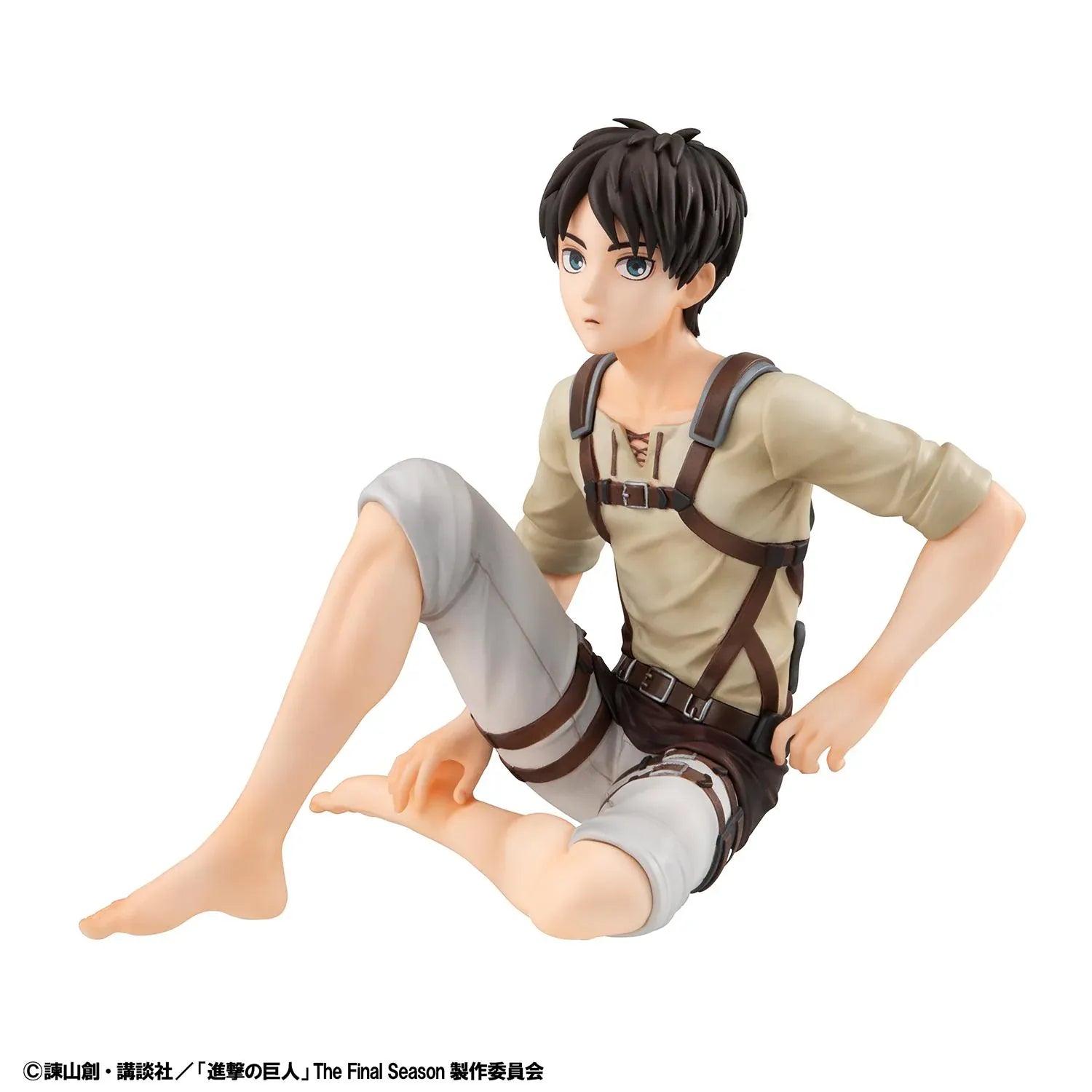 Attack on Titan G.E.M. Series Eren Tenohira Figure seated with short black hair, harness outfit, and focused expression
