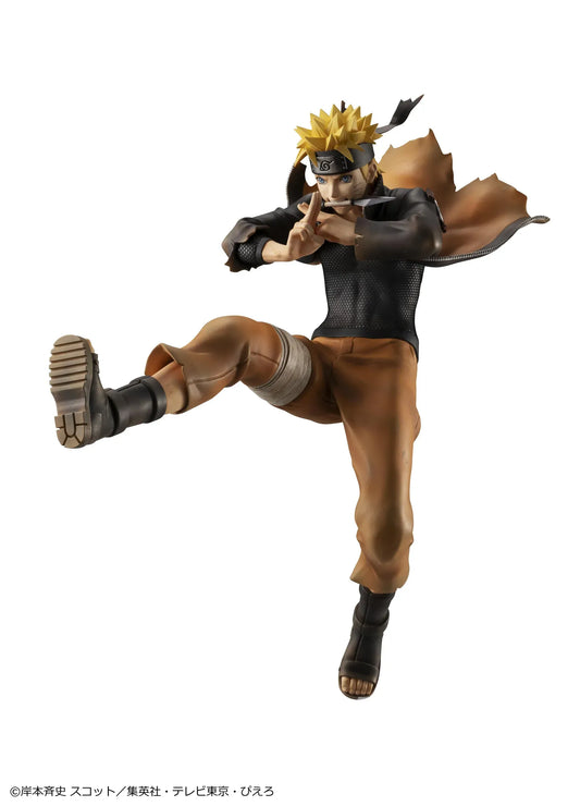 Naruto Shippuden G.E.M. Series Naruto Uzumaki Great Ninja War Ver. Rerelease figure in dynamic battle pose with Leaf Village headband and kunai detail
