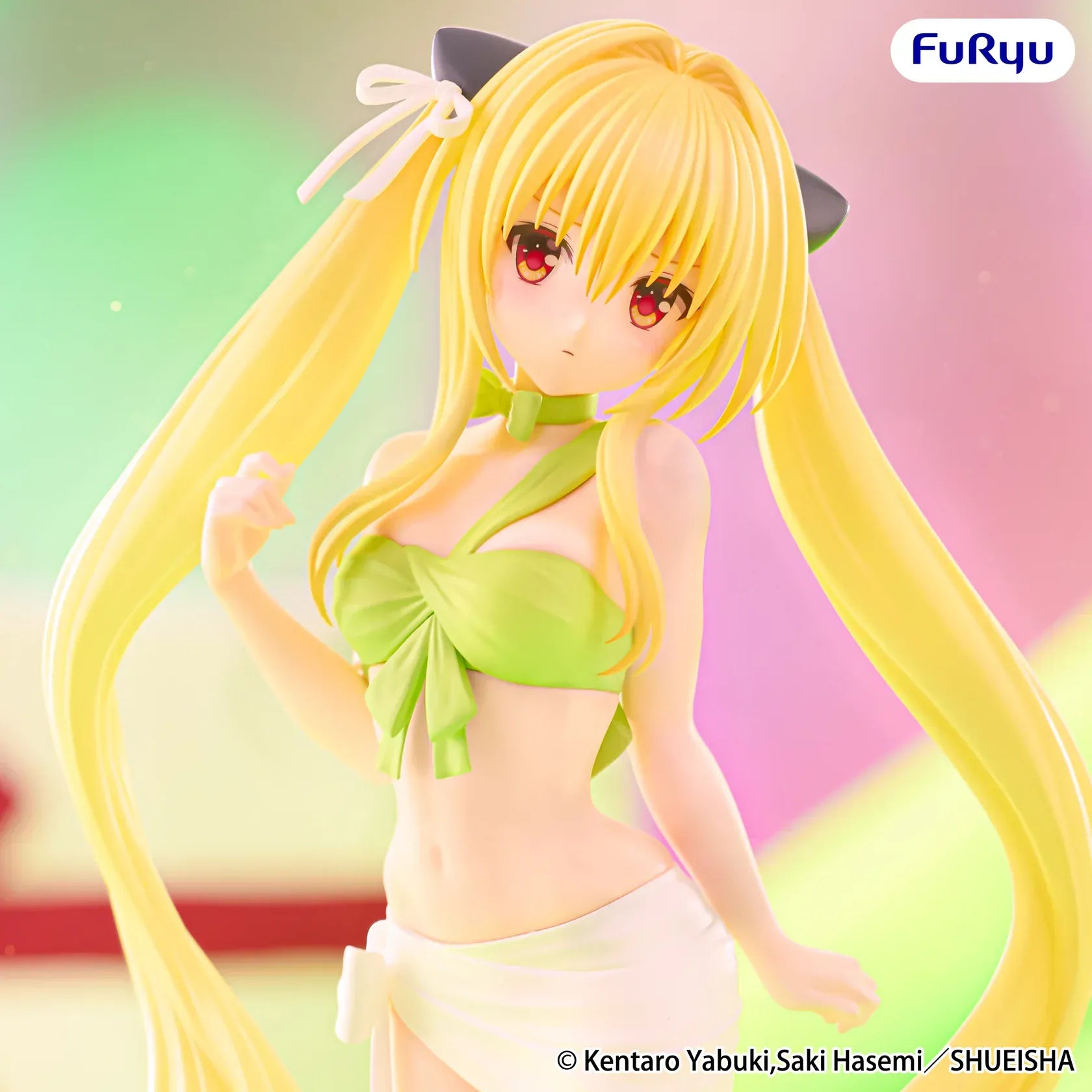To Love-Ru Darkness Golden Darkness BiCute Ribbons figure with long blonde twin tails and green outfit standing pose