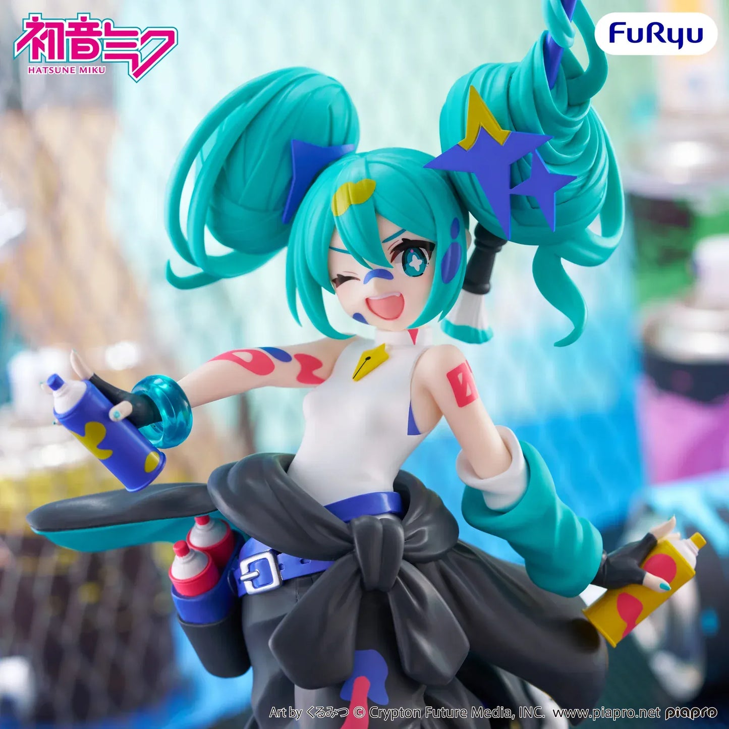 Hatsune Miku Muchute Paint Girl Another Color Ver figure holding spray cans with colorful paint accents