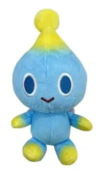 Sonic & Friends Chao mascot plush with a light blue body, oval eyes, yellow accents, and a floating head orb.