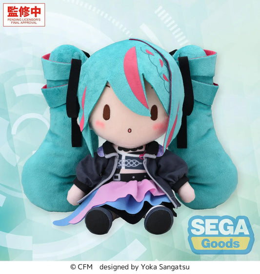 Chibi Fuwa Petit Hatsune Miku Punk plush with large teal twin tails and punk-style outfit sitting in front of SEGA Goods logo