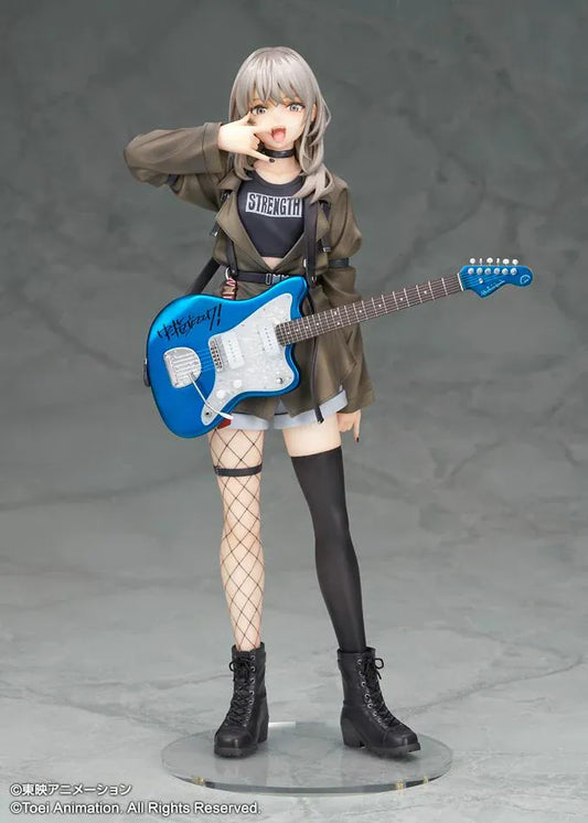 Girls Band Cry Momoka Kawaragi 1/7 scale figure featuring Momoka holding her signature blue electric guitar in a stylish stage-inspired outfit