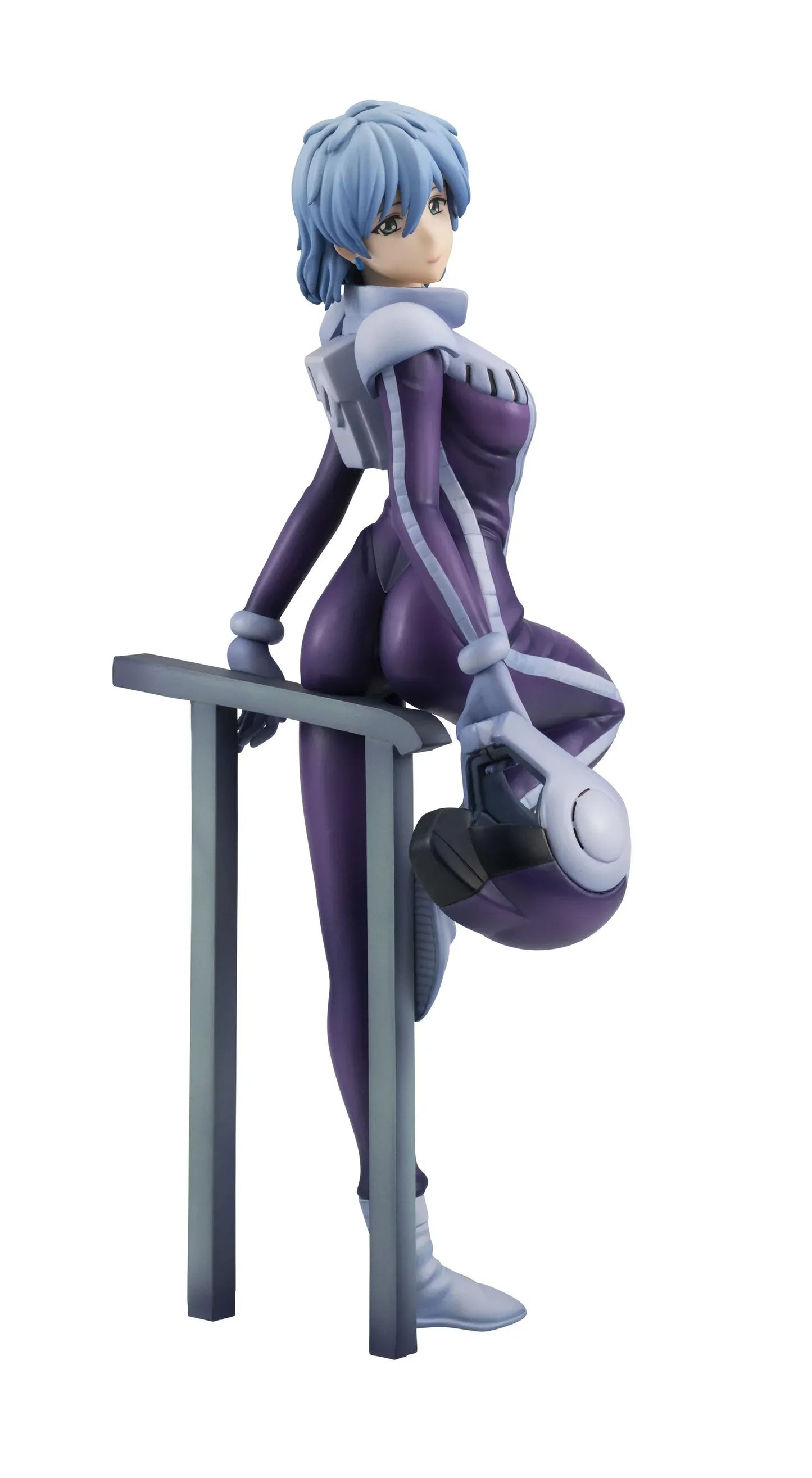 Mobile Suit Gundam The 08th MS Team Aina Sahalin Snow Night Ver. figure wearing purple pilot suit holding helmet
