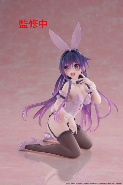 Date A Live V Desktop Cute Tohka Yatogami (Bunny Renewal Ver.) Figure (Re-issue) featuring Tohka in a lavender bunny suit with long purple hair and bright smile.