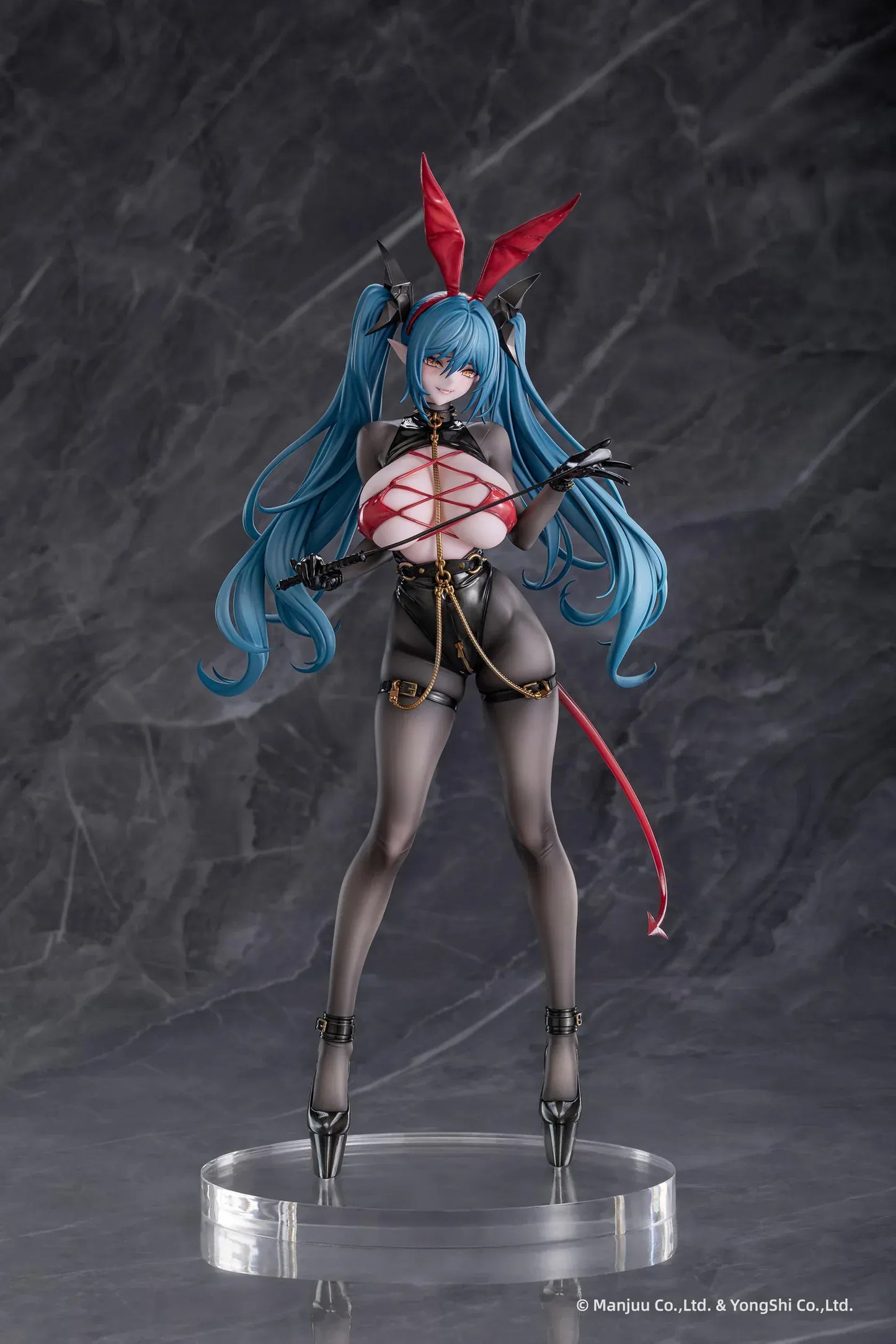 Azur Lane Regensburg The Dark Dragon’s Dungeon 1/6 scale figure with black bodysuit, red accents, and flowing teal twin-tails