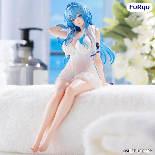 Goddess of Victory Nikke Helm After Shower Noodle Stopper figure with blue hair and white nightdress