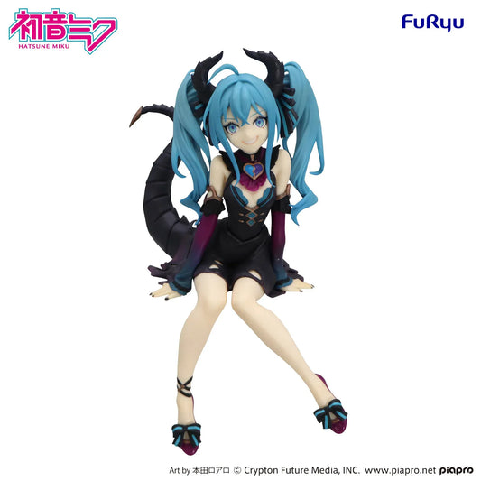 Hatsune Miku Villain Version noodle stopper figure with horns and tail sitting pose