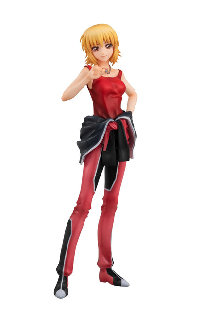 Gundam Girls Generation Cagalli Yula Athha Pilot Suit Ver. figure wearing a red-and-black pilot suit with her jacket tied around her waist.