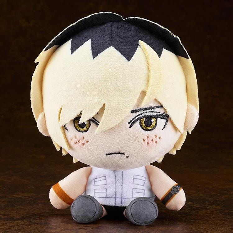 Silent Hill Heather Mason rerelease plushie with short blonde hair, dark roots, golden eyes, a white vest, and gray skirt.