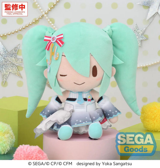 Project Sekai Colorful Stage Hatsune Miku Fuwa Petit Stage Sekai Brand New World Medium Plush with mint twin tails and stage outfit