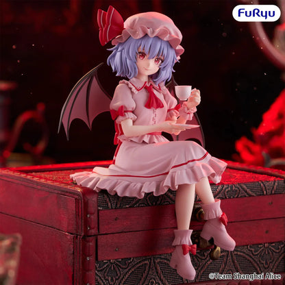 Touhou Project Remilia Scarlet Noodle Stopper figure seated with a teacup, pink dress, and bat wings