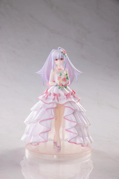 Plastic Memories Isla Wedding Dress Ver. 1/7 Scale Figure wearing a white and pink bridal gown while holding a rose bouquet
