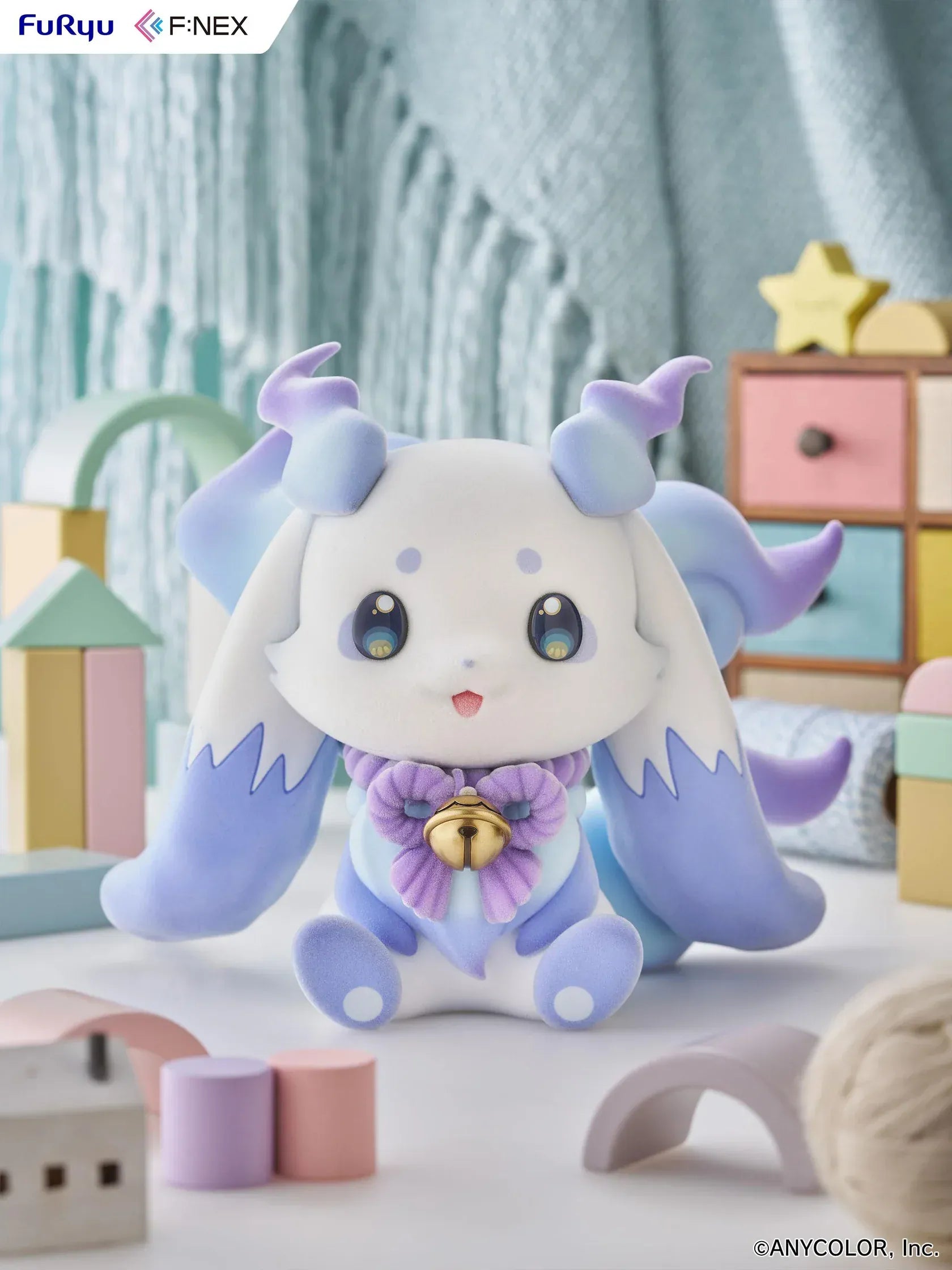Nijisanji Lunlun 1/2 scale flocked soft vinyl figure featuring pastel colors and bell accessory
