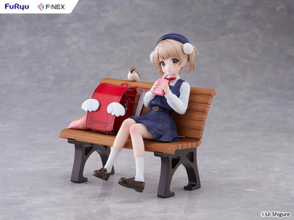 Ui Shigure Ui Shigure 9 Years Old 1/7 Scale Figure seated on a park bench with school bag, drink, and bird companion