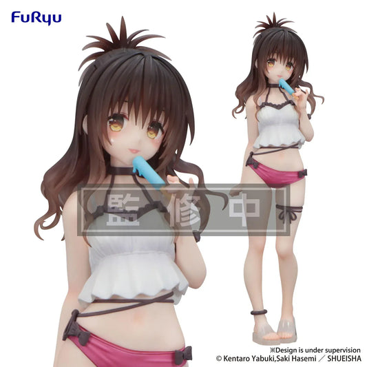 To Love-Ru Darkness Trio-Try-iT Mikan Yuuki Figure by FuRyu featuring Mikan in a pink and white swimsuit holding a popsicle with a gentle smile.